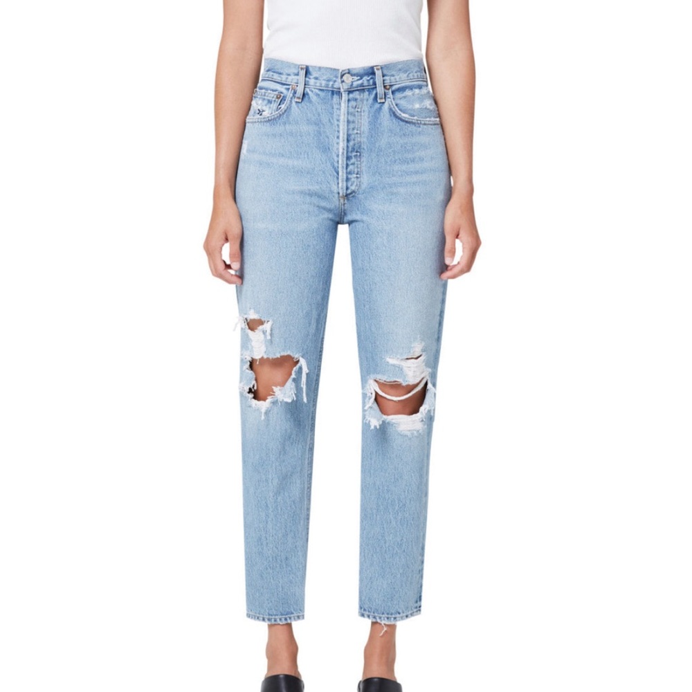 AGOLDE Fen Ripped High Waist Straight Leg Jeans